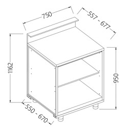 Comptoirs de bar neutres avec prédisposition pour tablette service - 750x550x1162 mm