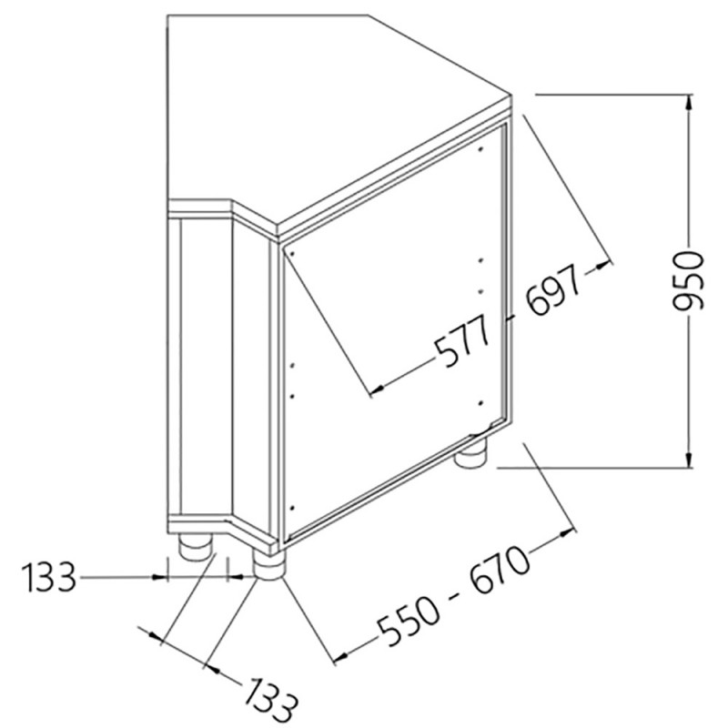 Angle arrière neutre - fermé 45° Angle arrière neutre - fermé 45°