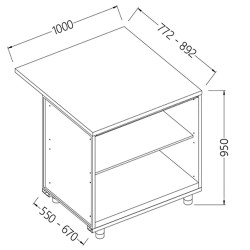 Comptoirs de bar neutres section caisse - 1000x550x950 mm