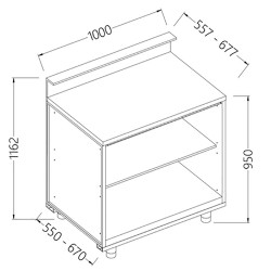 Comptoirs de bar neutres avec prédisposition pour tablette service - 1000x550x1162 mm