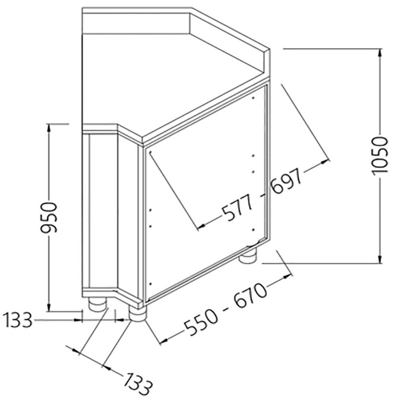 Angle arrière neutre - fermé 45° avec dosseret Angle arrière neutre - fermé 45° avec dosseret