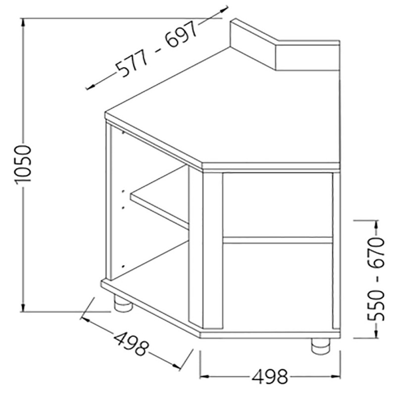 Angle arrière neutre - ouvert 45° avec dosseret Angle arrière neutre - ouvert 45° avec dosseret