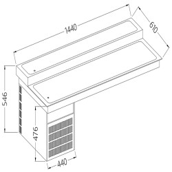 Élément top réfrigéré 2 niveaux 4x GN 1/1