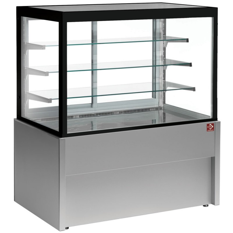 Comptoir vitrine panoramique chauffante 4 niveaux sans réserve gris 1500 mm de largeur Comptoir vitrine panoramique chauffante 4 niveaux sans réserve gris 1500 mm de largeur