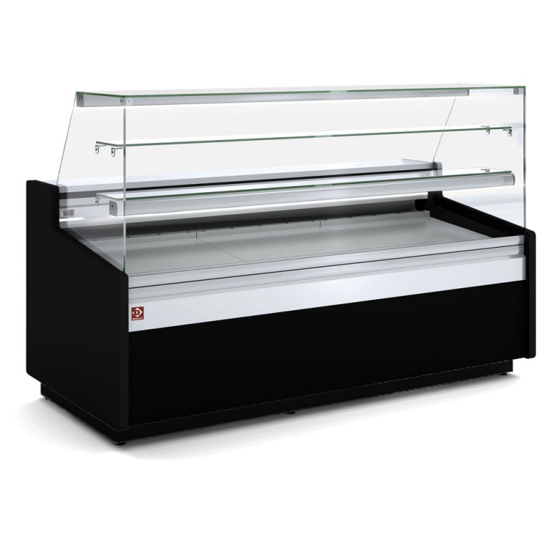 Comptoir réfrigérée positif vitrine ventilé vitre pâtisserie avec réserve noir