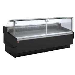 Vitrine de presentation vitre droites avec réserve neutre noir 1405 mm de largeur
