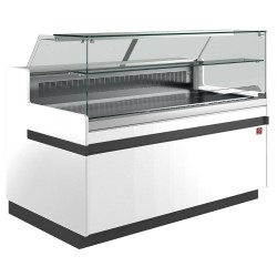 Comptoir presentation réfrigéré positif vitre droite basse ventilé blanc 2138 mm de largeur