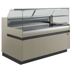 Comptoir presentation réfrigéré positif vitre droite basse ventilé taupe 2138 mm de largeur