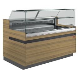 Comptoir presentation réfrigéré positif vitre droite basse ventilé bois médium 2138 mm de largeur