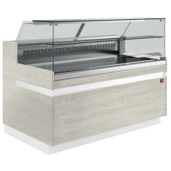 Comptoir presentation réfrigéré positif vitre droite basse ventilé bois clair 2138 mm de largeur