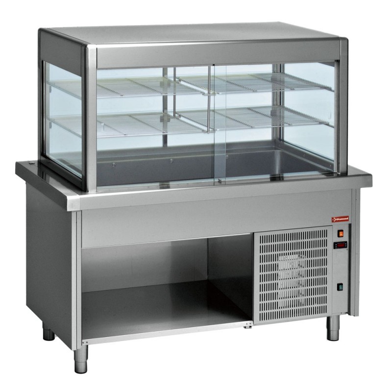 Elément cuve et vitrine réfrigerée sur meuble 4x GN 1/1 Elément cuve et vitrine réfrigerée sur meuble 4x GN 1/1