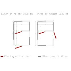 Chambre froide 2 zones avec isolation 100 mm et dimensions extérieures 2430x3560x2430 mm
