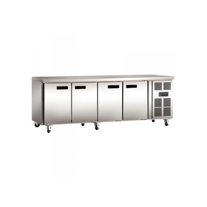Table réfrigérée Inox/Aluminium sans dosseret - 4 portes - AFI