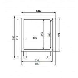 700 TABLE RÉFRIGÉRÉE 4 PORTES EXCL. MOTEUR - 2060x700x850 mm
