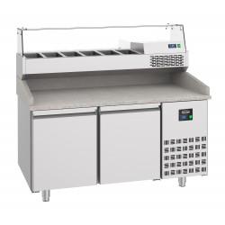 TABLE PRÉP POUR PIZZA 2 PORTES - 1550x800x1080 mm