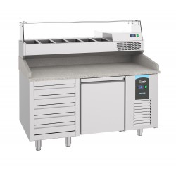 TABLE PRÉP POUR PIZZA 1 PORTE 5 TIROIRS - 1550x800x1080 mm