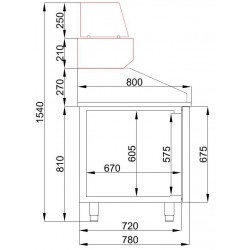 TABLE PRÉP POUR PIZZA 2 PORTES ET 5 TIROIRS - 2100x800x1080 mm