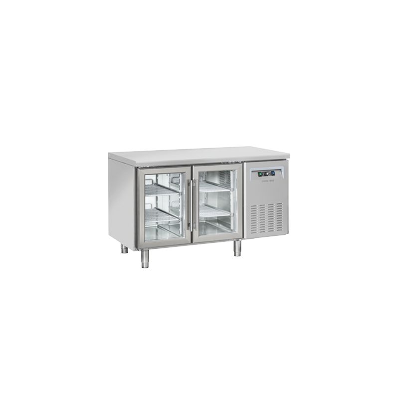 Table réfrigérée positive 325x410 2 portes vitrées inox 230L