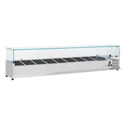 Vitrine horizontale réfrigérée GN1/4 inox couvercle verre trempé 66L