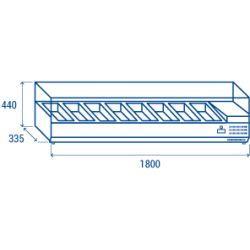Vitrine horizontale réfrigérée 8 x GN1/4 inox couvercle verre trempé 58L