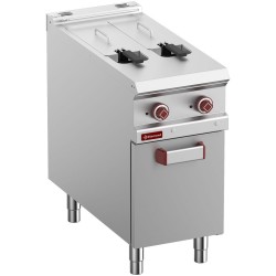 Friteuse électrique professionnelle à double cuve avec meuble fermé en acier inox AISI 304