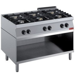 Fourneau 6 Feux Vifs avec Soubassement Ouvert - 1200x700x850/920 mm