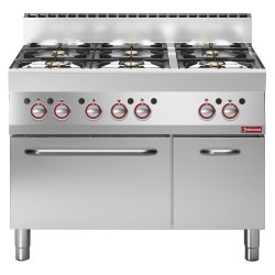 Fourneau 6 Feux Vifs avec Four à Gaz et Armoire Neutre
