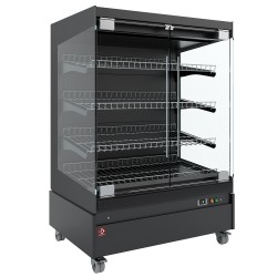 Vitrine Chauffante Libre-Service sur Roues - FULL BLACK, 1000mm x 741mm x 1497mm
