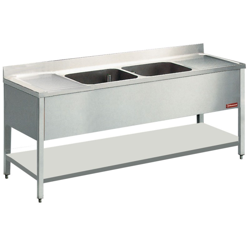Unité à double évier avec égouttoirs et support - 2000x700x880/900mm Unité à double évier avec égouttoirs et support - 2000x700x880/900mm