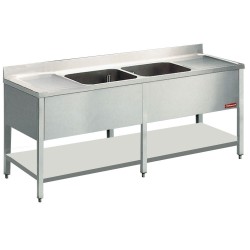 Évier Double avec 2 Cuves et 2 Égouttoirs - 2200x700x880/900 mm