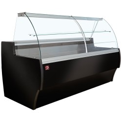 Comptoir Vitrine Réfrigéré Noir avec Réserve et Éclairage LED