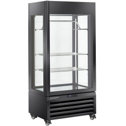 Vitrine réfrigérée noir 600 L avec étagères et barre à viande