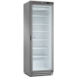 Armoire congélateur vitrée en acier inox de 400 litres avec réfrigérant écologique R290