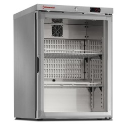 Réfrigérateur Ventilé en Acier Inoxydable avec Porte Vitrée - 150 Litres