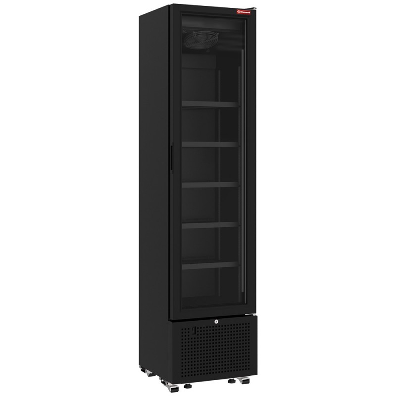Vitrine Réfrigérée Positive 221L Noire avec Éclairage LED et Serrure à Clé