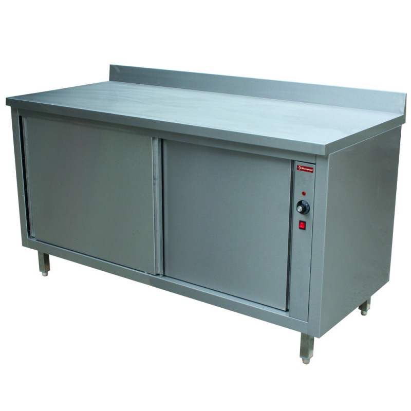 Table armoire chauffante en acier inox avec portes coulissantes et régulation thermostatique Table armoire chauffante en acier inox avec portes coulissantes et régulation thermostatique