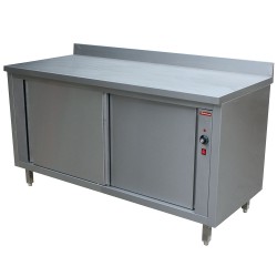 Armoire chauffante murale en acier inox avec portes coulissantes et régulation thermostatique