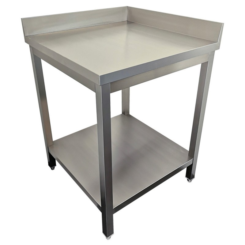 Table de travail en acier inoxydable avec bords relevés et structure renforcée Table de travail en acier inoxydable avec bords relevés et structure renforcée