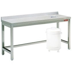 Table à débarrasser en acier inoxydable avec vide-ordures et bord relevé