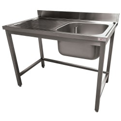Plonge Inox ECO 1 Cuve avec Égouttoir Gauche - 1200x700x900 mm