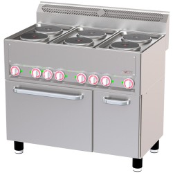 Fourneau électrique avec 6 plaques et four à convection GN1/1