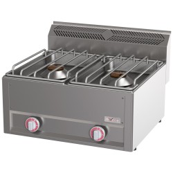 Cuisinière professionnelle 2 feux 8 kW en acier inoxydable avec grille soudée et flamme pilote