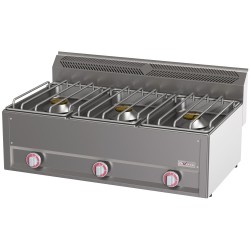 Cuisinière 3 feux 8 kW en acier inox avec flamme pilote et indice IPX4