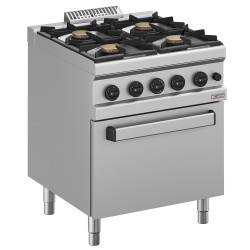 Fourneau à gaz 4 feux vifs avec four GN 2/1 - Haute efficacité et flexibilité