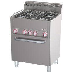 Fourneau à gaz 4 feux avec four à convection électrique en acier inoxydable