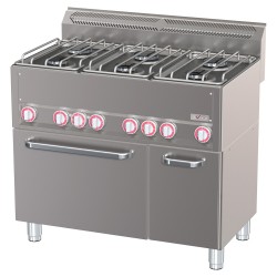 Fourneau 6 Feux avec Four à Convection et Armoire Neutre en Acier Inoxydable