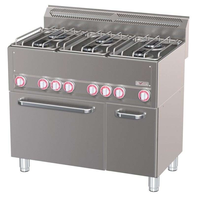 Fourneau 6 Feux avec Four à Convection et Armoire Neutre en Acier Inoxydable Fourneau 6 Feux avec Four à Convection et Armoire Neutre en Acier Inoxydable