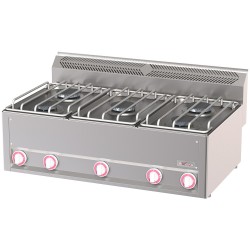 Cuisinière à gaz 5 feux en acier inoxydable AISI 430 avec grille soudée et indice de protection IPX4