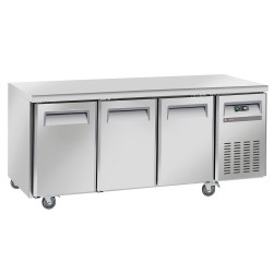Table réfrigérée ventilée 3 portes GN 1/1 sur roues avec freins -