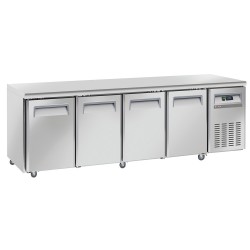 Table réfrigérée ventilée 4 portes GN 1/1 sur roues avec freins -